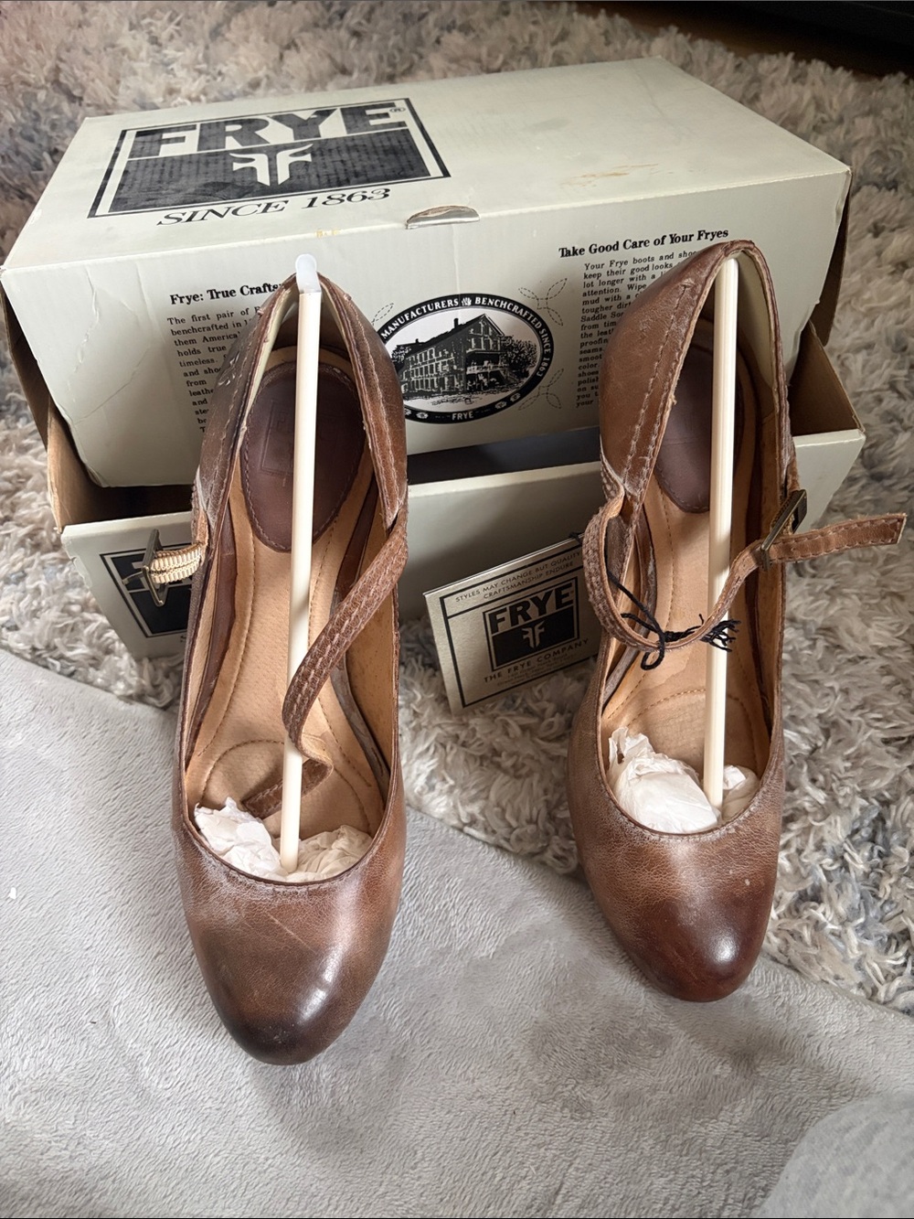 Frye Women’s Brown Leather Mary Jane Heels